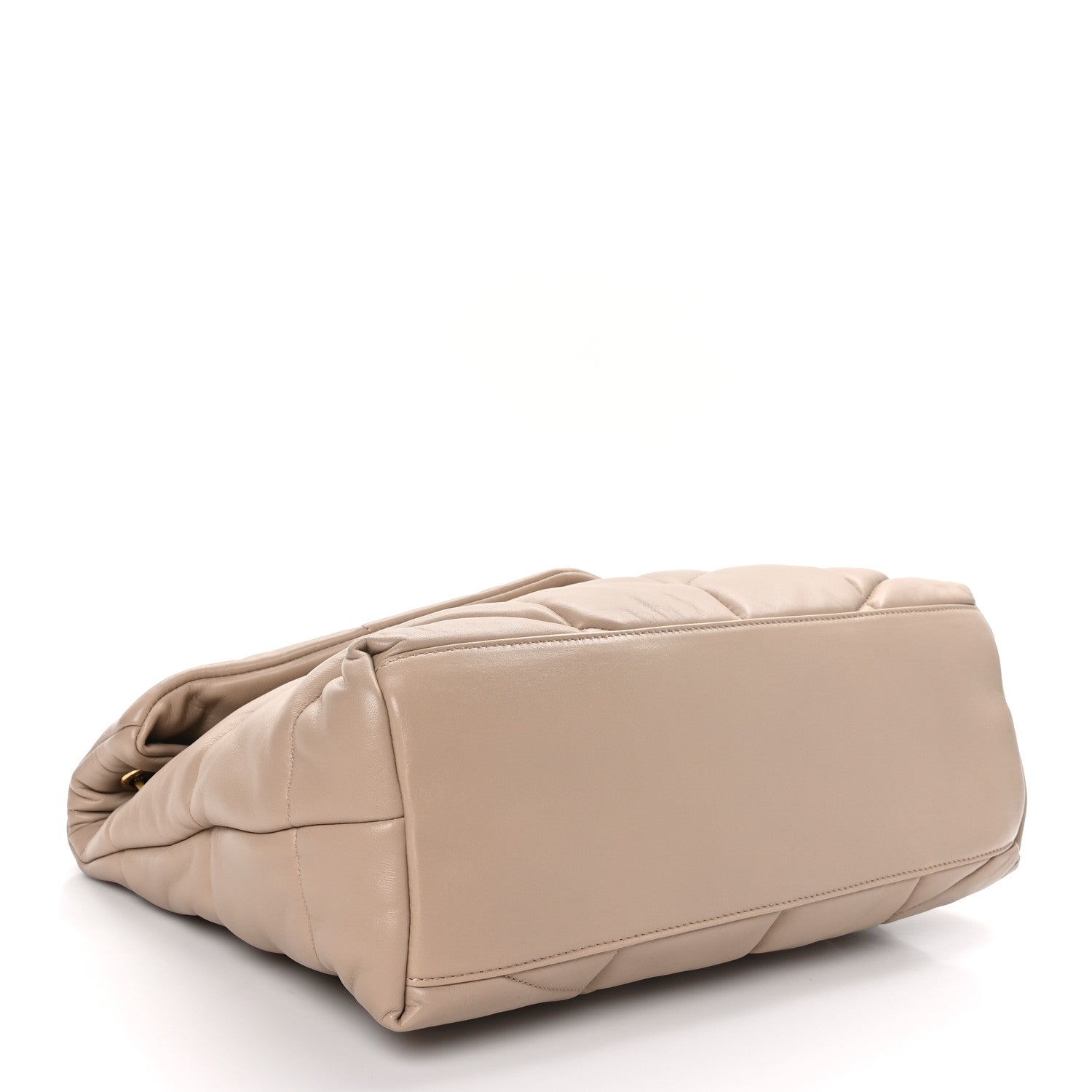 Saint Laurent Lambskin Quilted Medium Loulou Puffer Monogram Chain Satchel Dark Beige 4 of 10