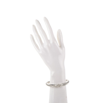 David Yurman Sterling Silver Diamond 7mm Cable Buckle Cuff Bracelet 2 of 4