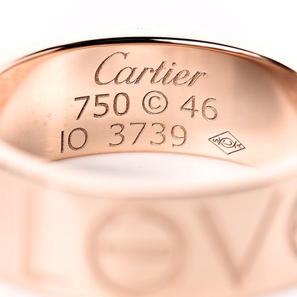 Cartier 18K Pink Gold 5.5mm Engraved LOVE Ring 46 3.75 4 of 4