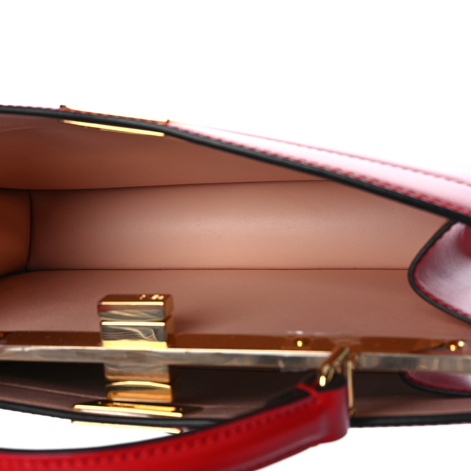 Fendi Vitello King Luxor Shiny Nappa Medium Peekaboo I SEE U East West Satchel Fuoco Light Rose 5 of 8