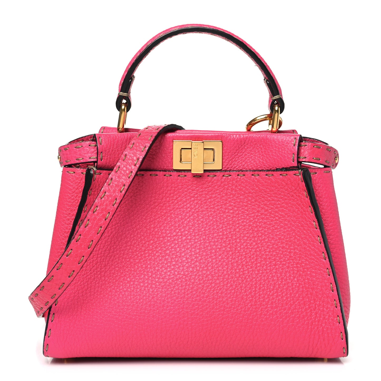 Cuoio Romano Selleria Mini Peekaboo Iconic Satchel Fuxia