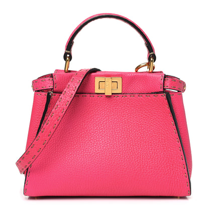 Fendi Cuoio Romano Selleria Mini Peekaboo Iconic Satchel Fuxia 1 of 11