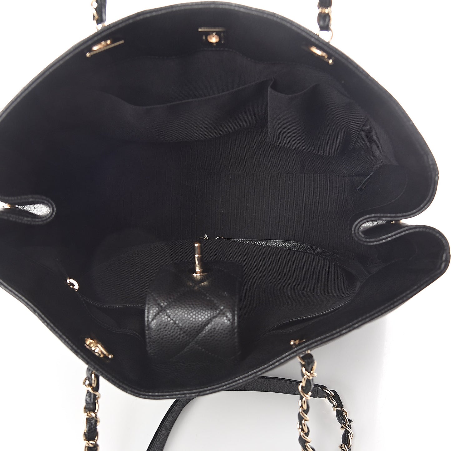 Caviar Quilted Large Shopping Tote Black