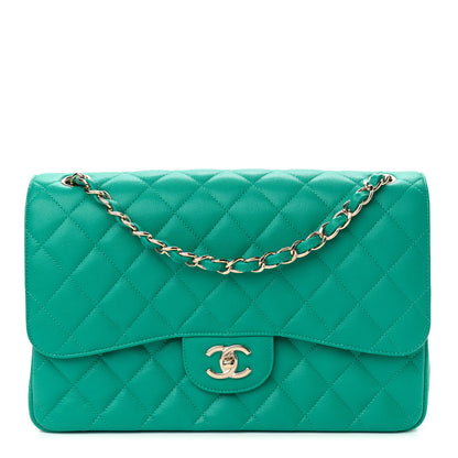 Chanel Caviar Quilted Jumbo Double Flap Turquoise 1 of 11