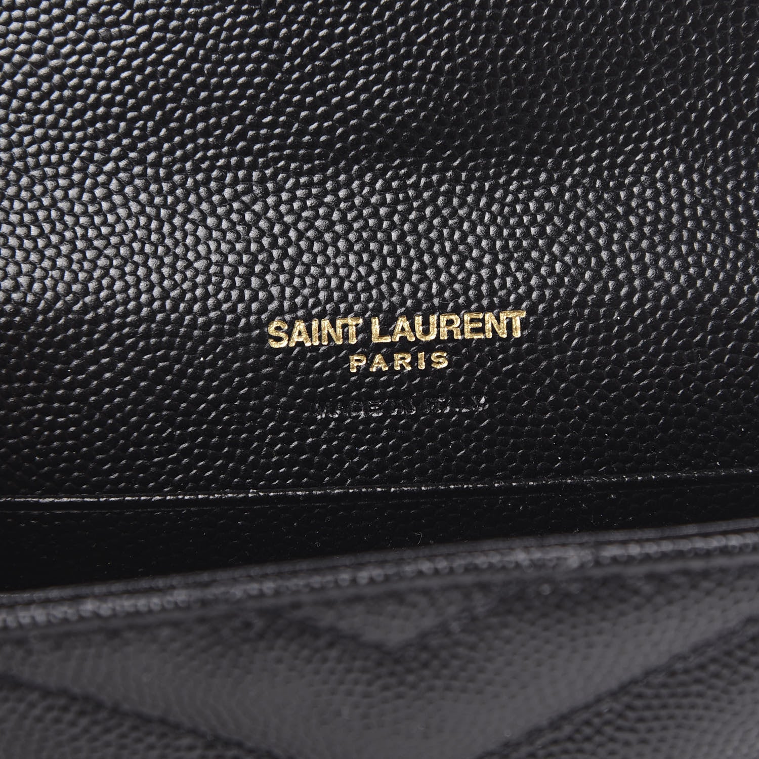 Saint Laurent Grain De Poudre Matelasse Chevron Small Monogram Envelope Wallet Black 6 of 7
