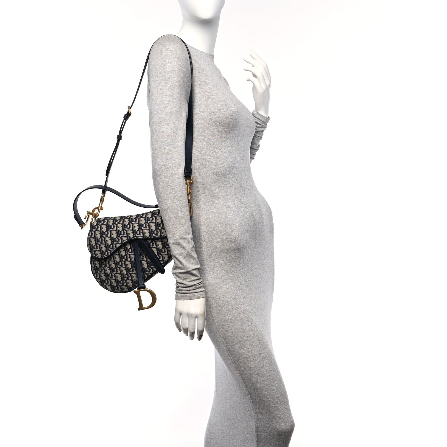 Christian Dior Oblique Saddle Bag With Strap Blue 2 of 12