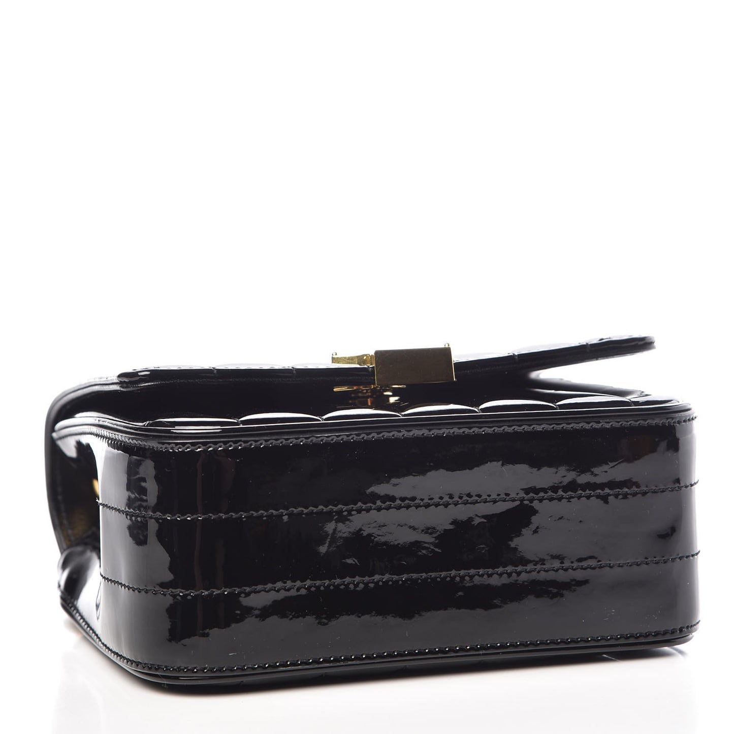 Patent Calfskin Matelasse Monogram Small Vicky Chain Bag Black