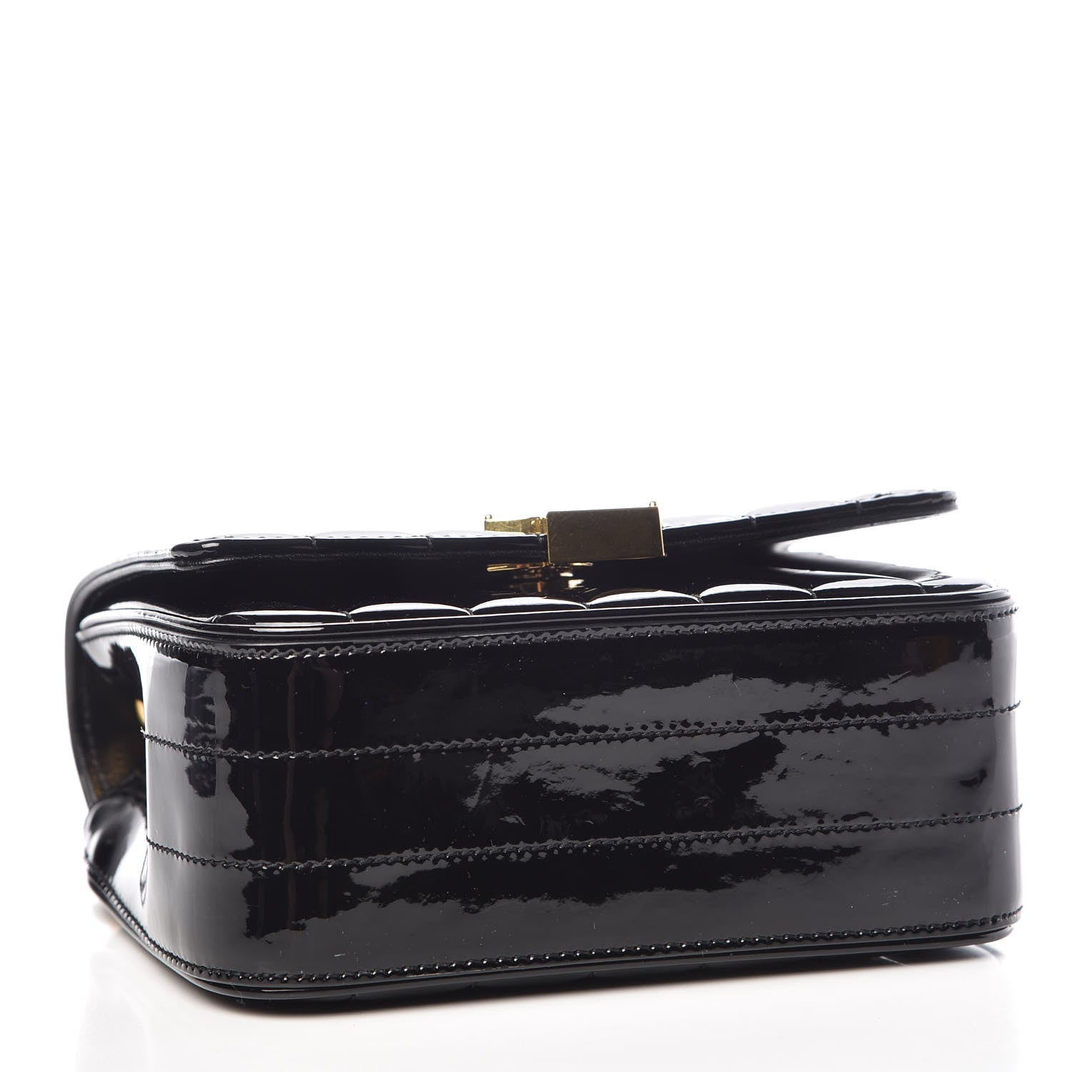 Saint Laurent Patent Calfskin Matelasse Monogram Small Vicky Chain Bag Black 4 of 11
