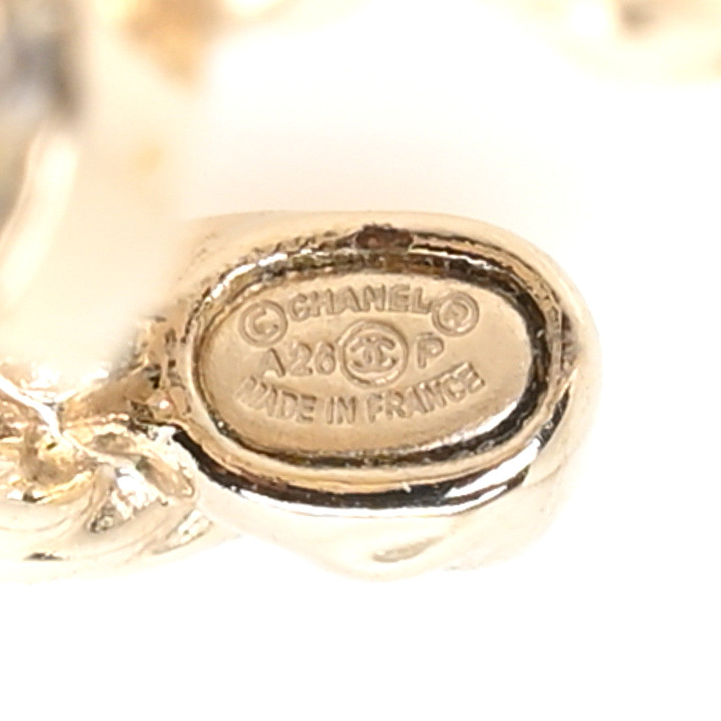 Chanel Crystal CC Hoop Earrings Gold 4 of 4