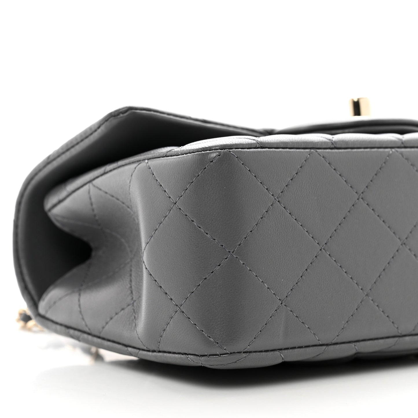Lambskin Quilted Mini Chain Top Handle Rectangular Flap Grey