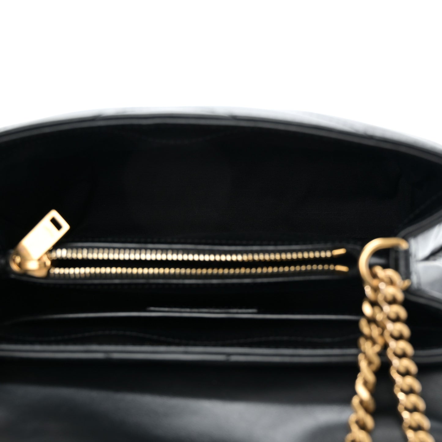 Calfskin Y Quilted Monogram Small Loulou Chain Satchel Black