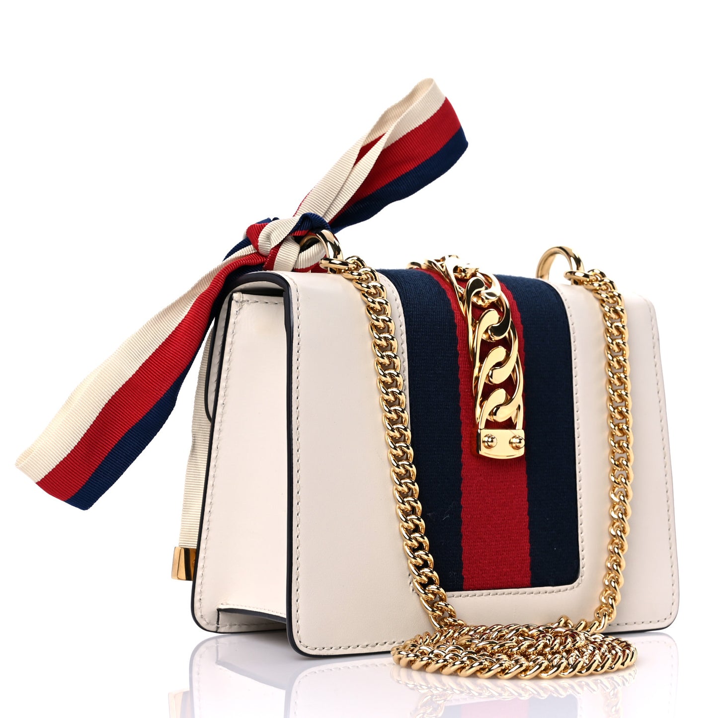 Calfskin Mini Sylvie Chain Shoulder Bag White