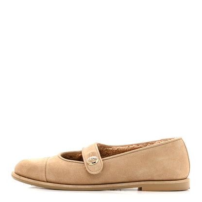 Chanel Suede Cap Toe CC Mary Jane Flats 40.5 Beige 1 of 9