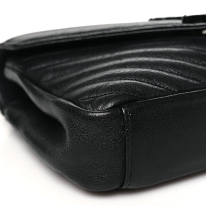 Saint Laurent Sheepskin Matelasse Chevron Monogram Monochrome Medium College Bag Black 9 of 11