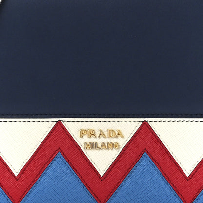 Prada City Calf Saffiano Greche Flap Bag Baltico Rosso 7 of 10