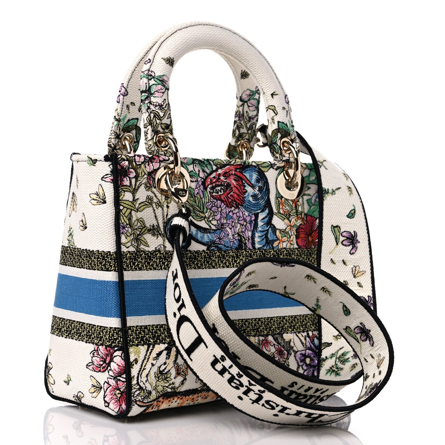 Christian Dior Canvas D-Constellation Embroidered Medium Lady D-Lite Latte Multicolor 3 of 8