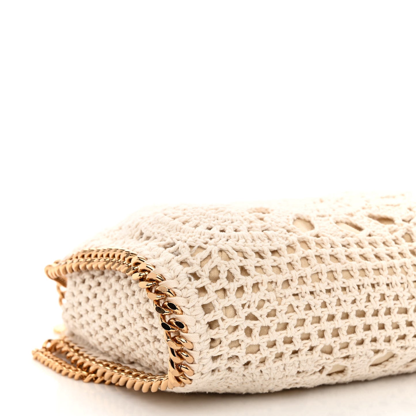 Cotton Crochet Falabella Ajouree Tote Bag White