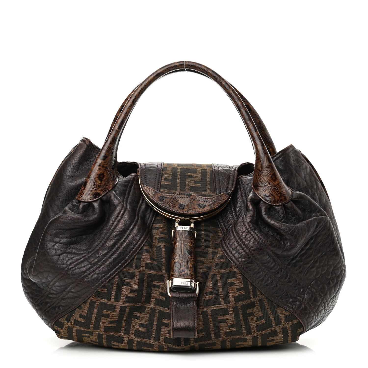 Fendi Zucca Nappa Nuvolata Vitello Tortuga Spy Tobacco Moro 1 of 9