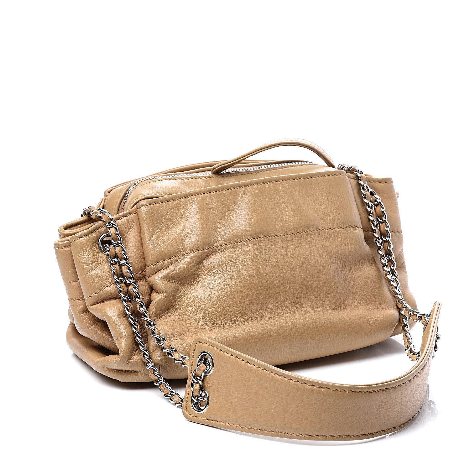 Chanel Lambskin Lax Accordion Hobo Beige 2 of 9