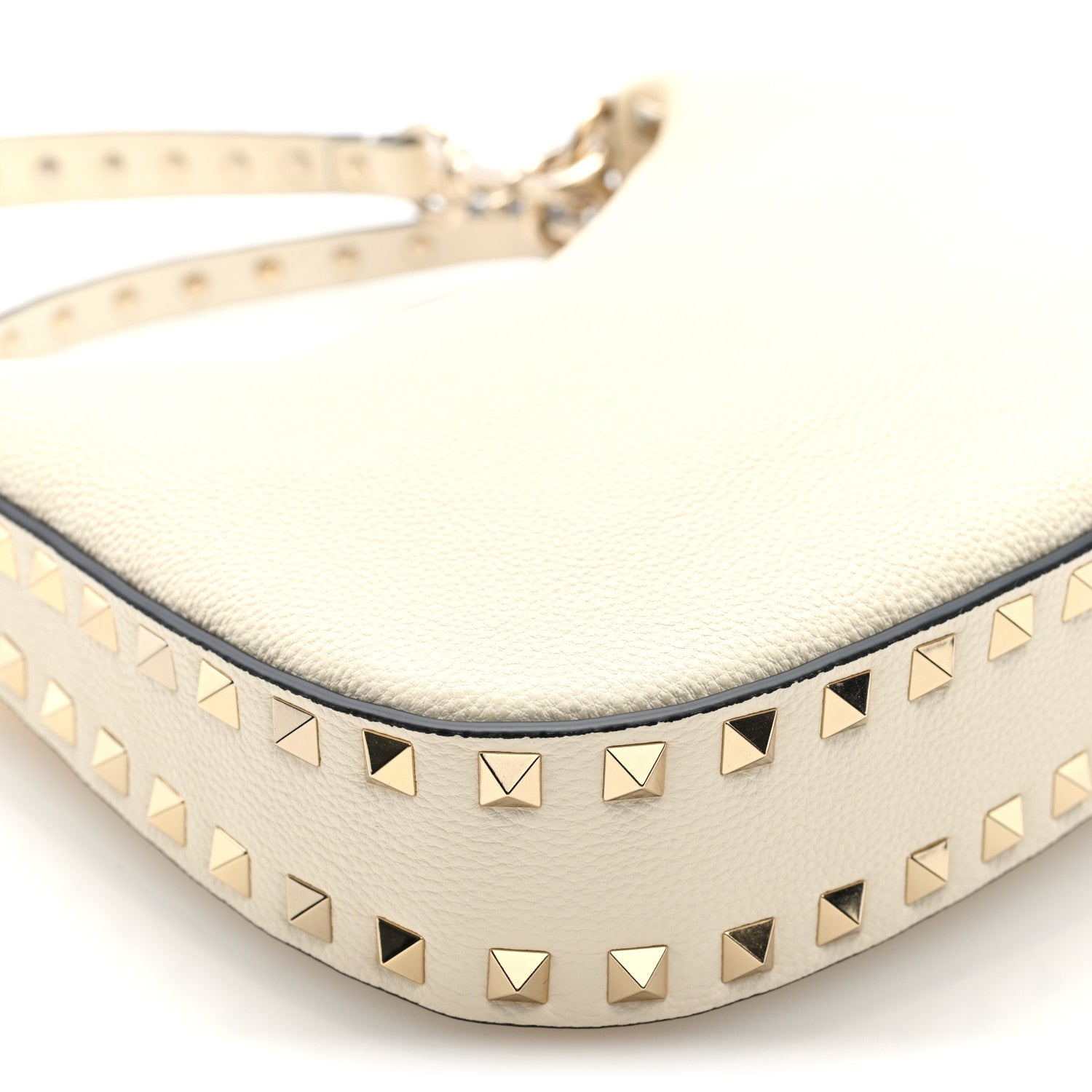 Valentino Garavani Pebbled Calfskin Small Rockstud Hobo Bag Ivory 8 of 9