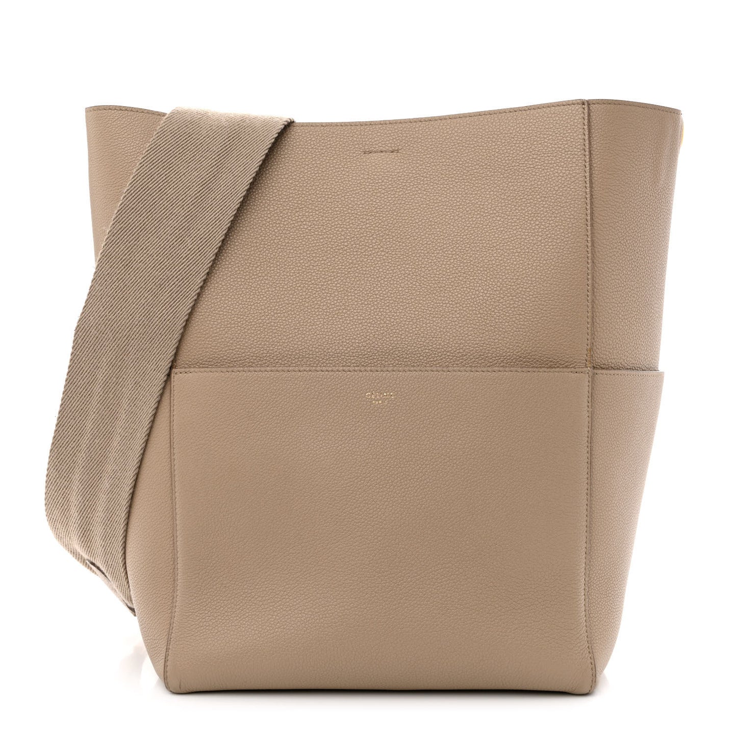 Soft Grained Calfskin Sangle Bucket Bag Dune