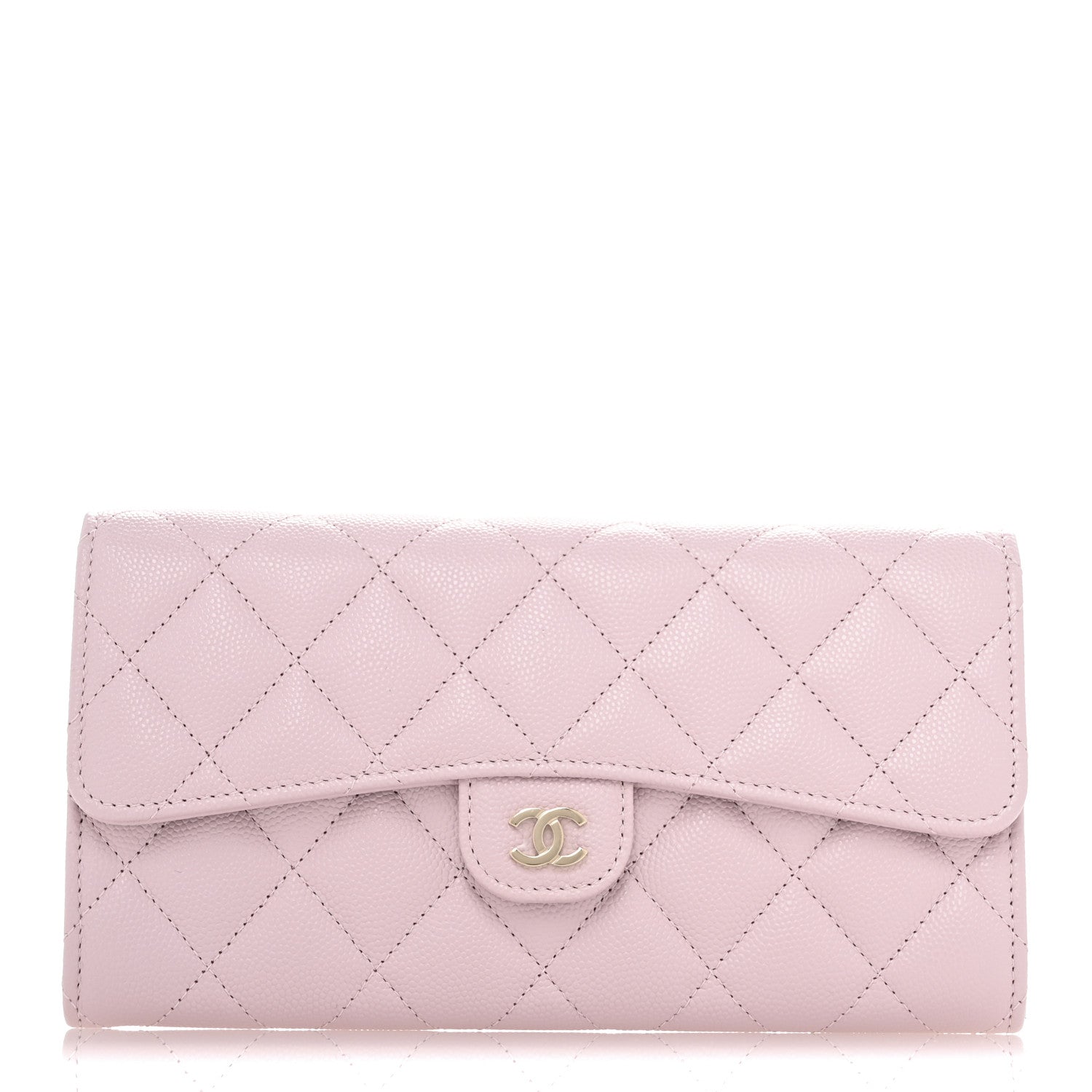 Chanel Caviar Quilted Large Gusset Flap Wallet Light Pink 1 of 9