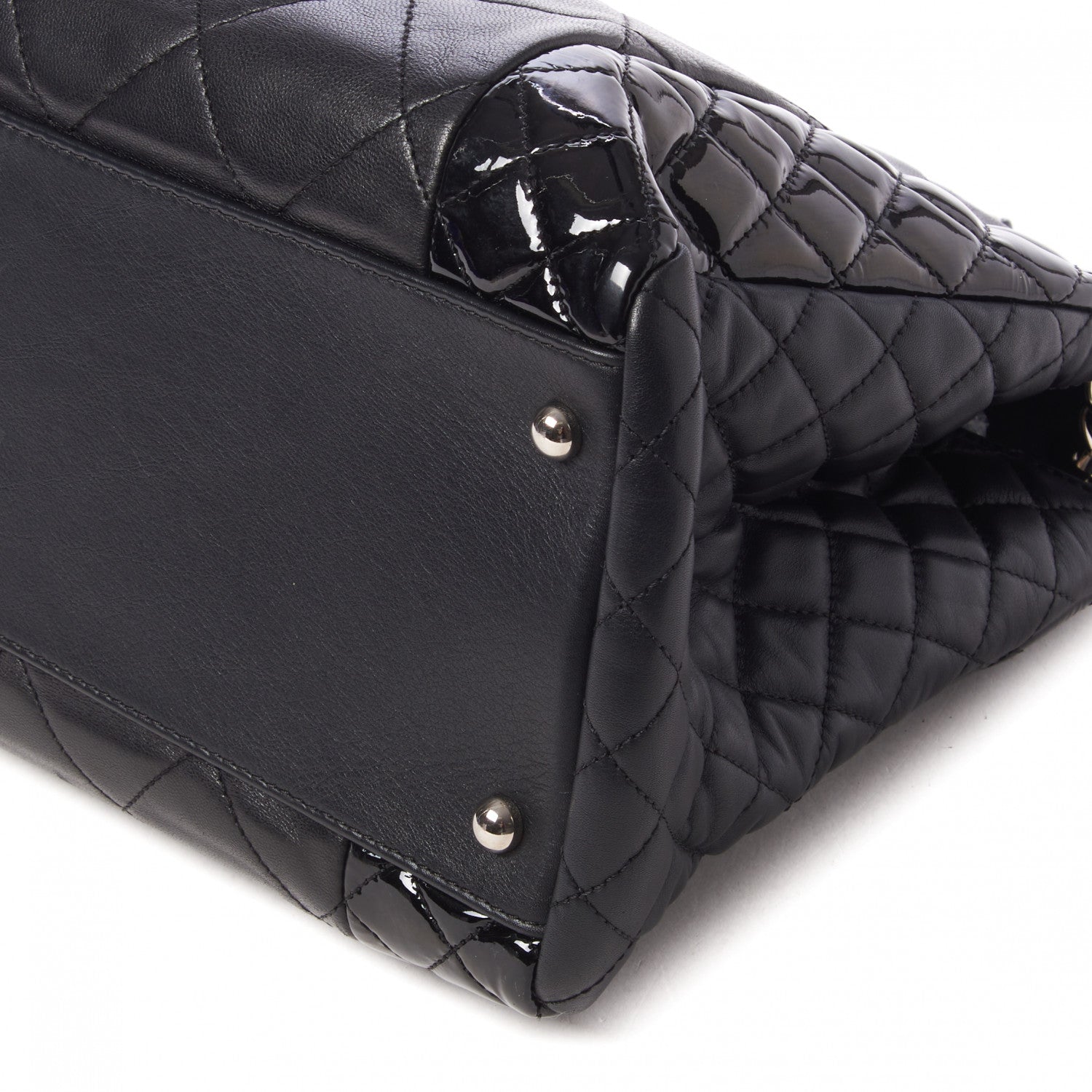 Chanel Lambskin Patent Quilted CC Shopping Tote Black 4 of 9