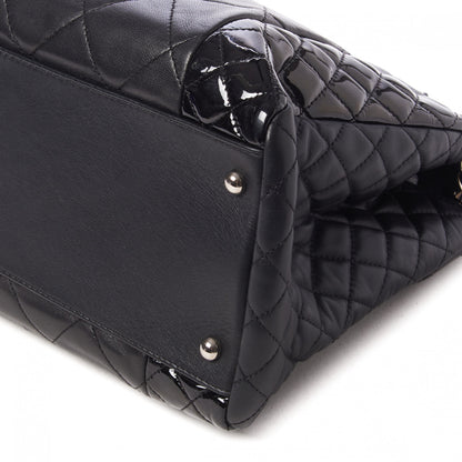 Chanel Lambskin Patent Quilted CC Shopping Tote Black 4 of 9