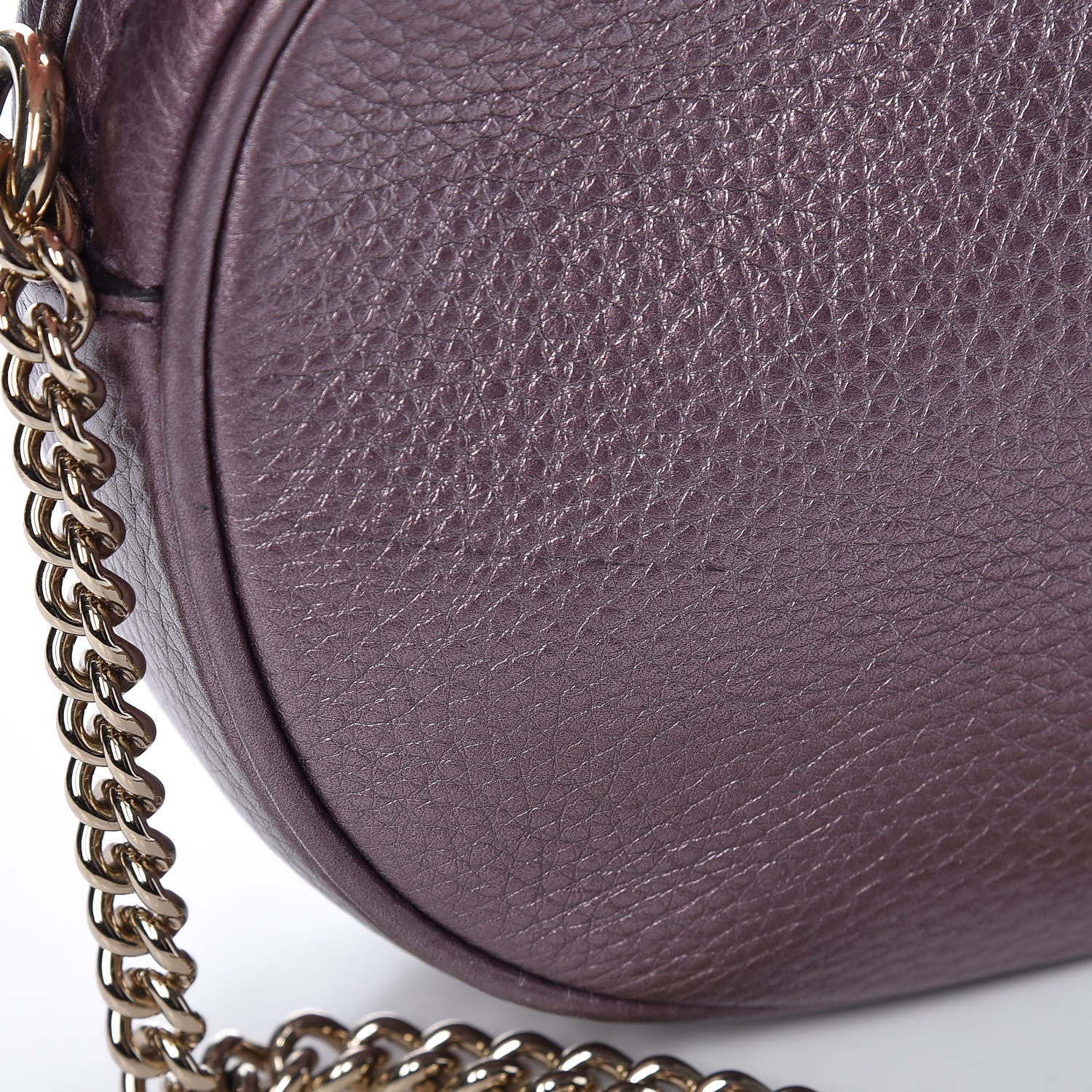 Gucci Metallic Pebbled Calfskin Mini Soho Chain Bag Purple 11 of 11
