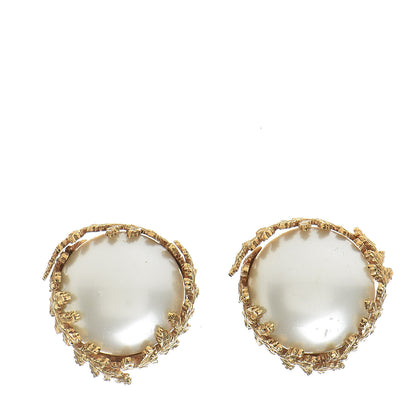 Chanel Pearl Clip On Earrings Gold 1 of 5