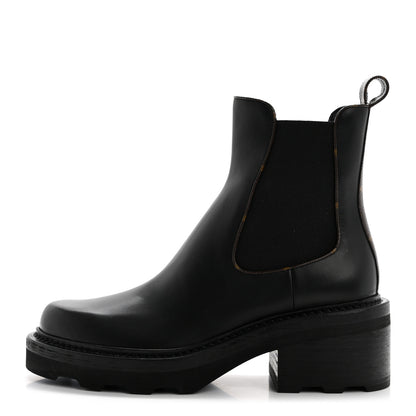 Louis Vuitton Calfskin Monogram Beaubourg Ankle Boots 39 Black 1 of 10