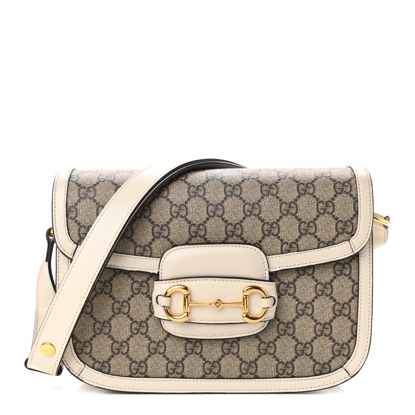GG Supreme Monogram Horsebit 1955 Shoulder Bag Beige Mystic White
