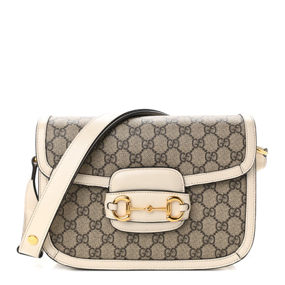 Gucci GG Supreme Monogram Horsebit 1955 Shoulder Bag Beige Mystic White 1 of 8