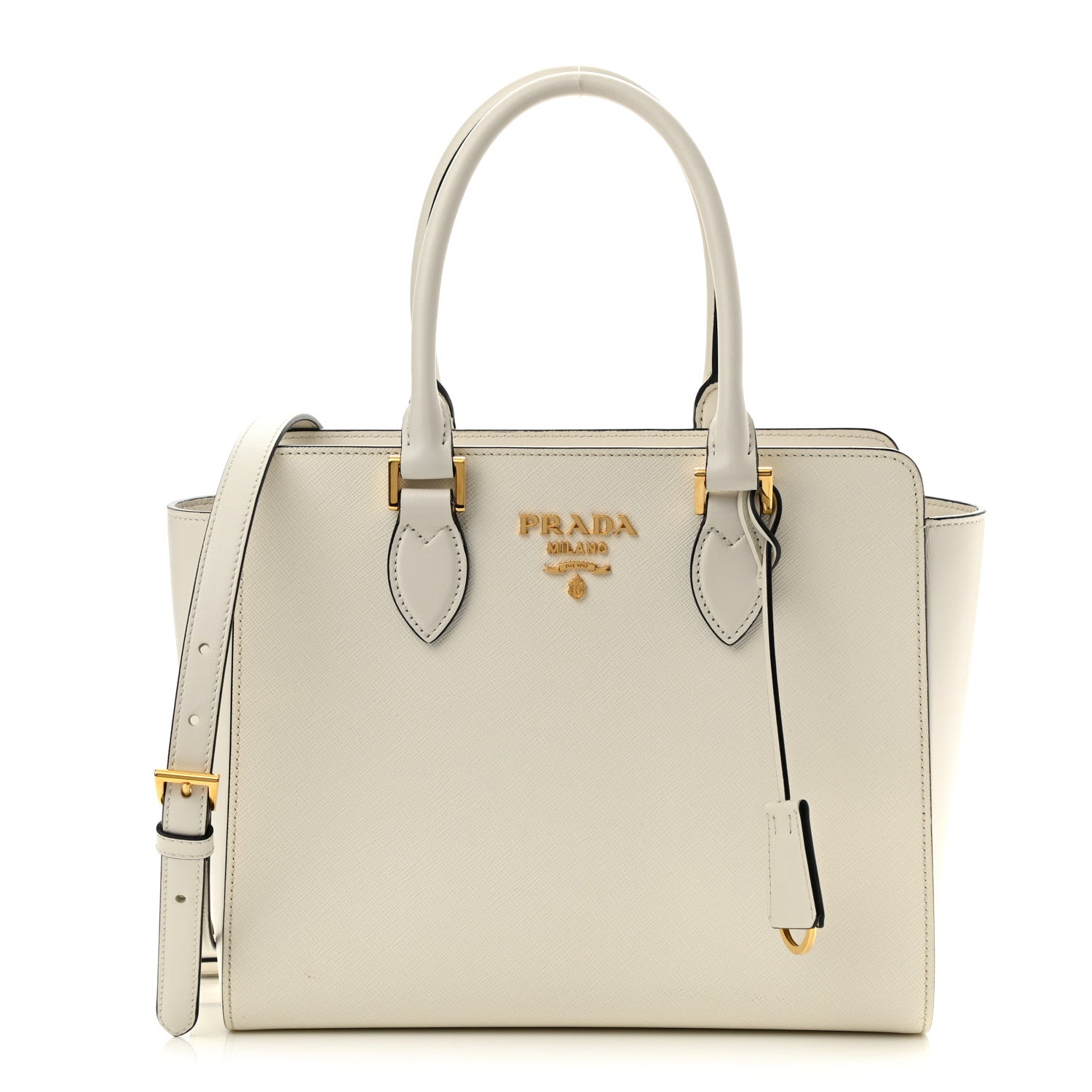 Prada Saffiano Soft Calfskin Small Zippered Tote White 1 of 10