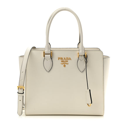 Prada Saffiano Soft Calfskin Small Zippered Tote White 1 of 10