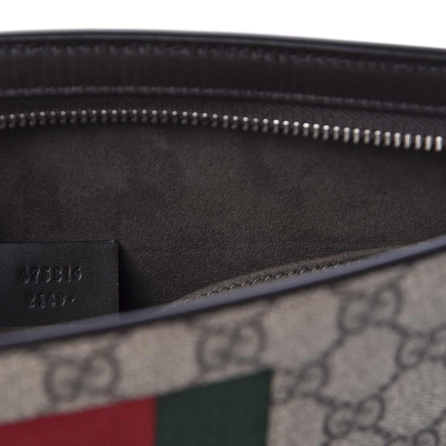 GG Supreme Monogram Selleria Calfskin Web New Web Cosmetic Case Beige Ebony Cocoa