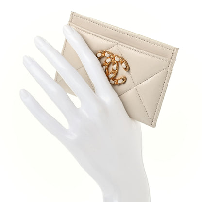 Chanel Lambskin Quilted Chanel 19 Card Holder Light Beige 2 of 8