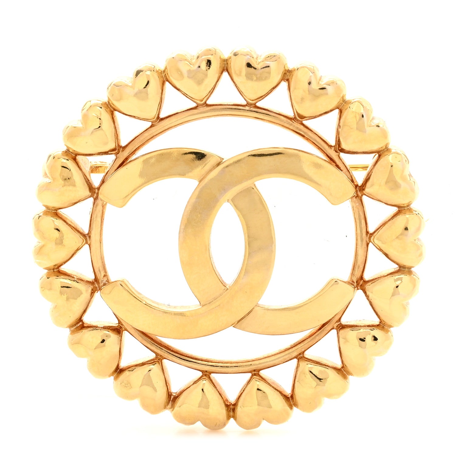 Chanel Metal CC Heart Brooch Gold 1 of 4