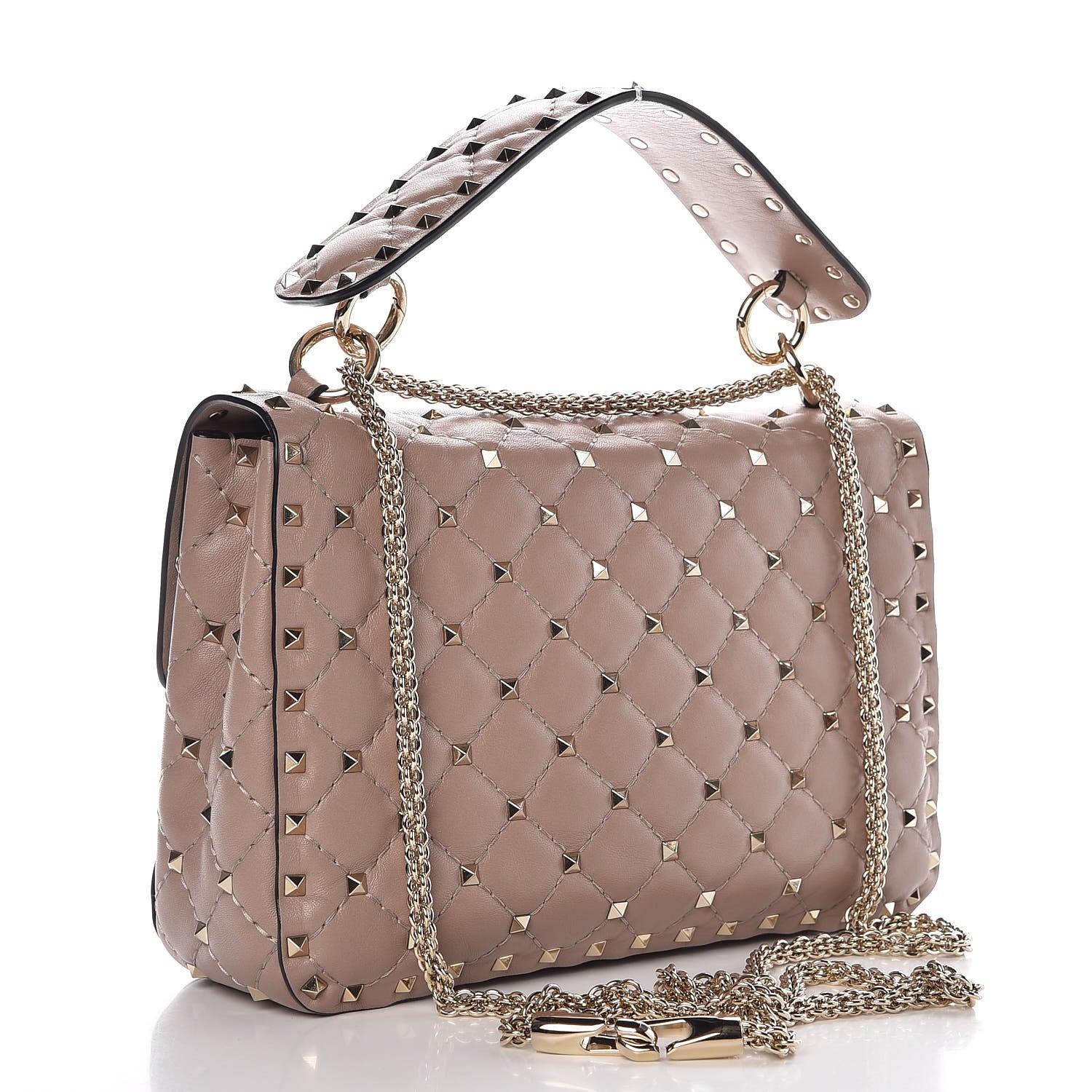 Valentino Garavani Lambskin Medium Rockstud Spike Shoulder Bag Poudre 3 of 7