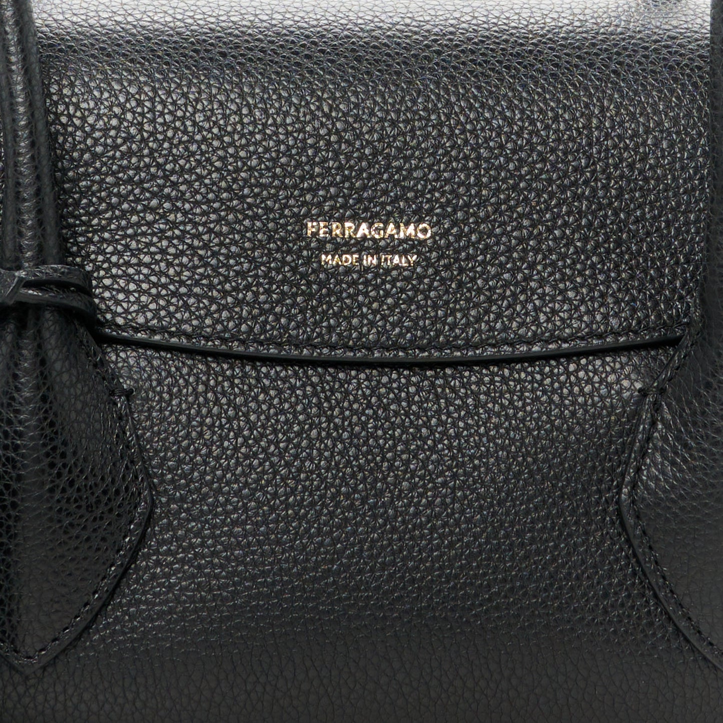 Hammered Calfskin Small Firenze East West Tote Bag Black