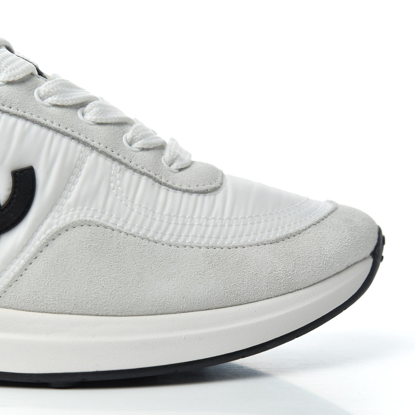 Nylon Suede Calfskin Womens CC Sneakers 36 Grey White