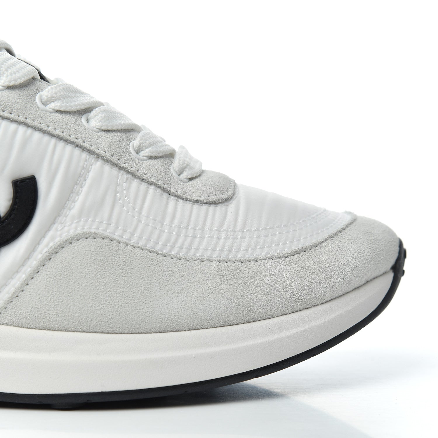 Chanel Nylon Suede Calfskin Womens CC Sneakers 36 Grey White 14 of 16