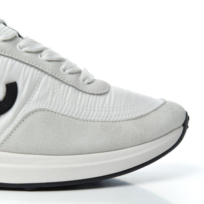 Chanel Nylon Suede Calfskin Womens CC Sneakers 36 Grey White 14 of 16