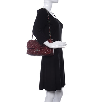 Chanel Glazed Goatskin Double Stitch Flap Red 2 of 10