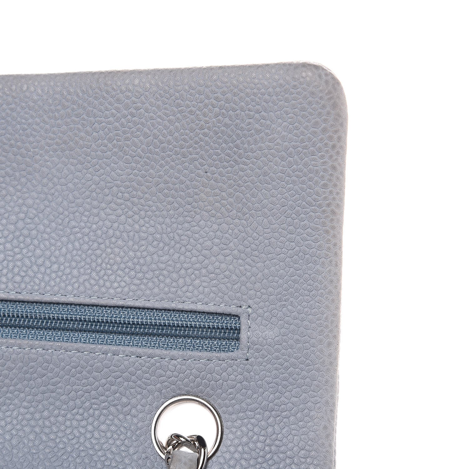 Chanel Iridescent Caviar Quilted Medium Double Flap Light Grey 13 of 16