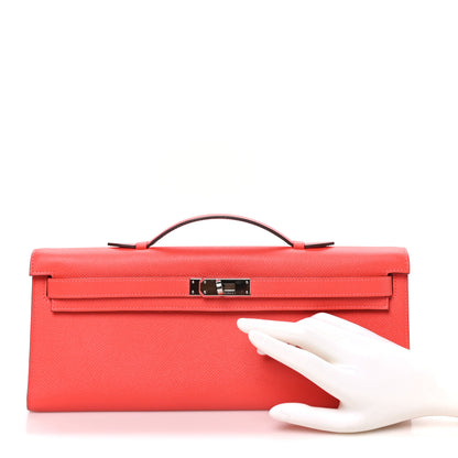 Hermes Epsom Kelly Cut Clutch Pochette Rose Jaipur 2 of 9