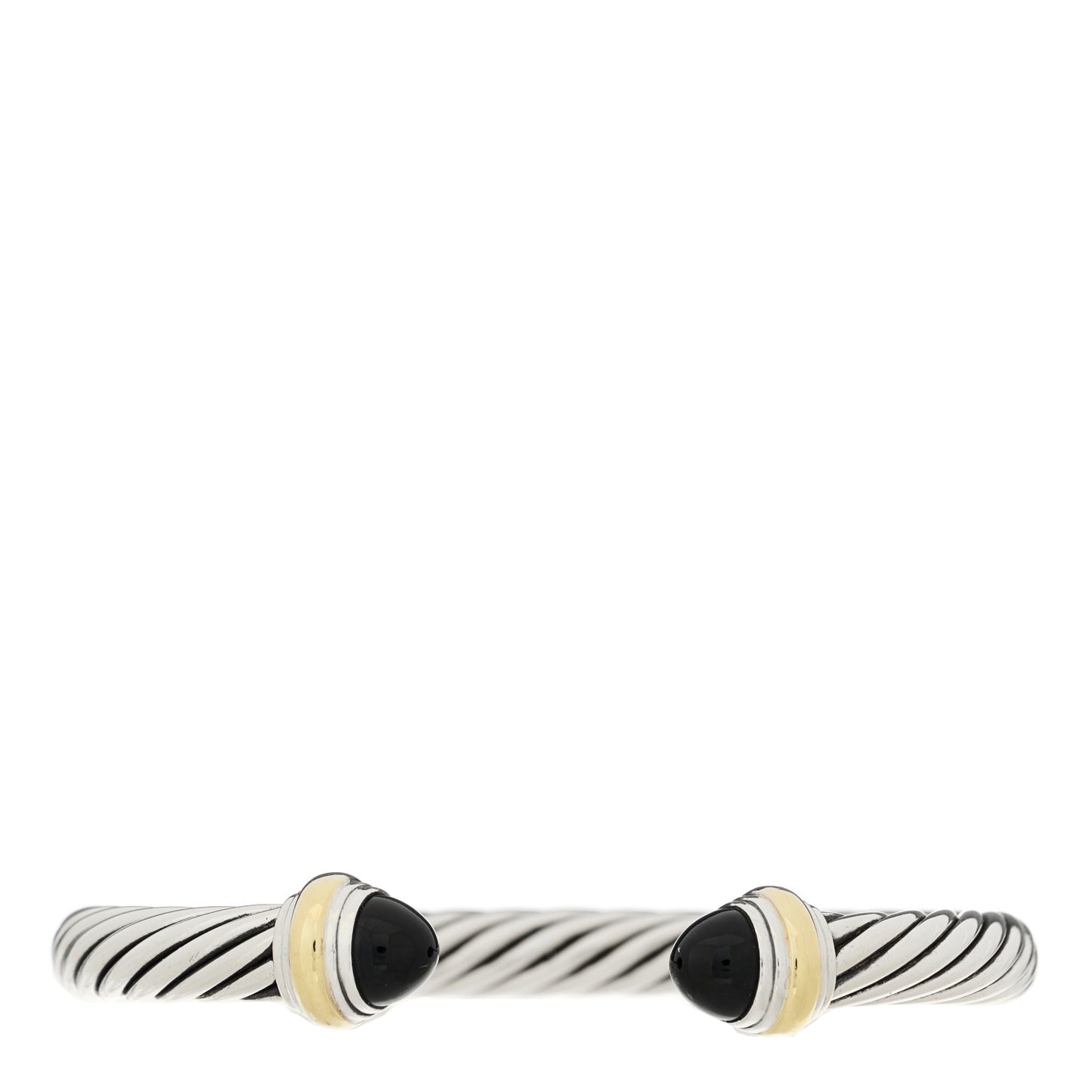 Sterling Silver 14K Yellow Gold Black Onyx 7mm Cable Classics Bracelet