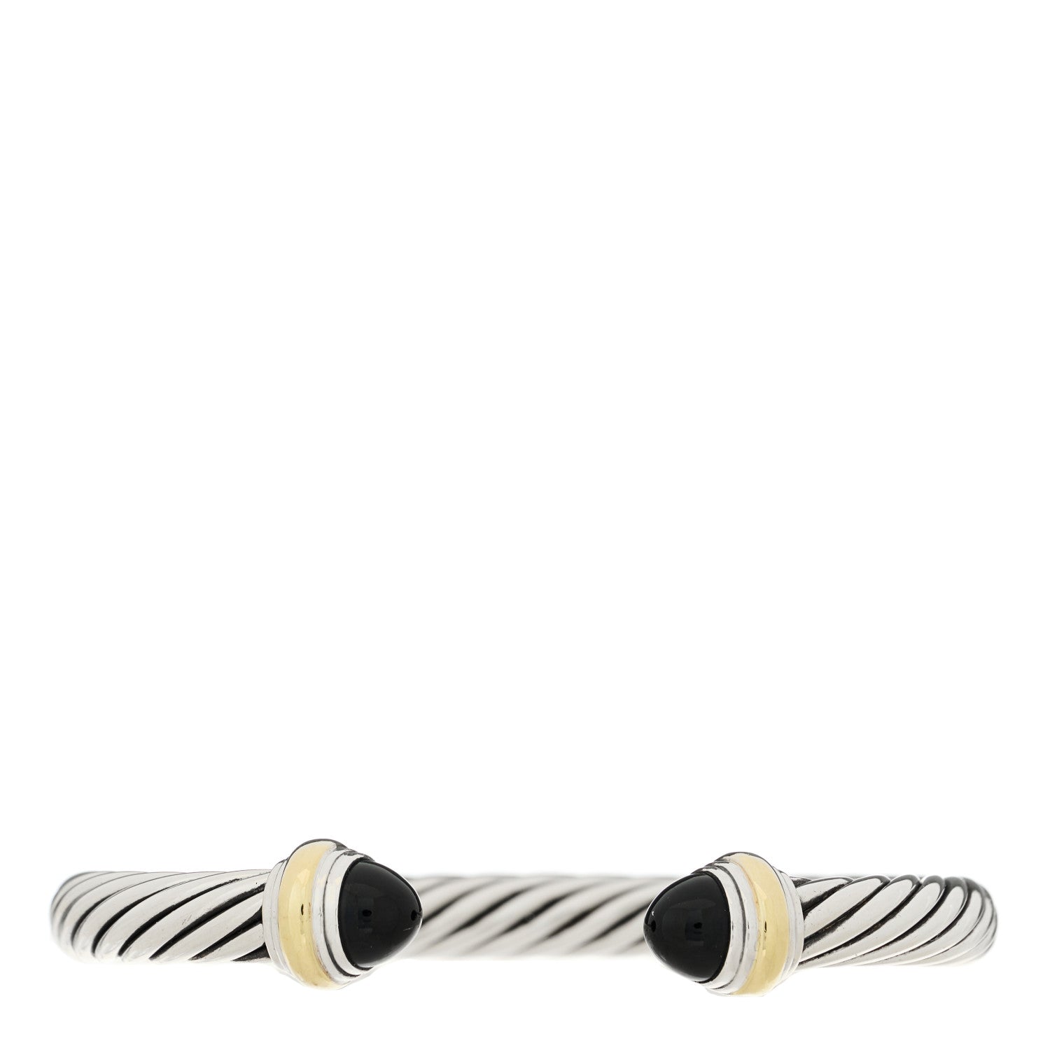 David Yurman Sterling Silver 14K Yellow Gold Black Onyx 7mm Cable Classics Bracelet 1 of 3
