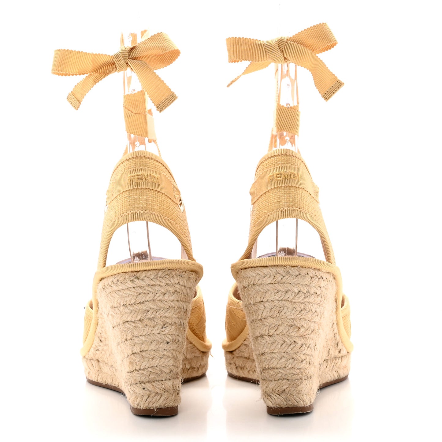 Rafia FF Embroidered Roma Ankle Wrap Espadrille Wedges 38 Natural