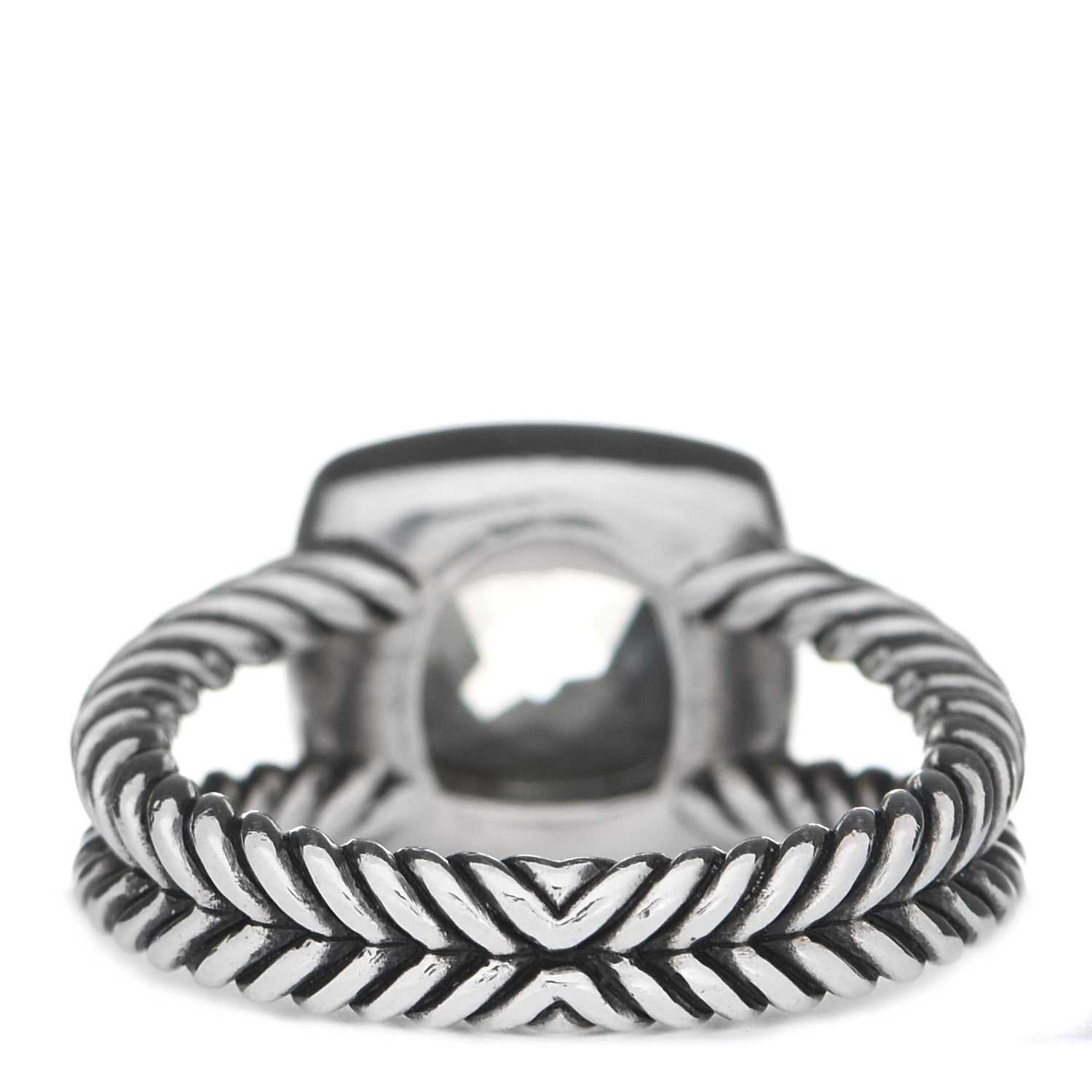 David Yurman Sterling Silver Diamond Prasiolite 7mm Petite Albion Ring 52 6 3 of 4